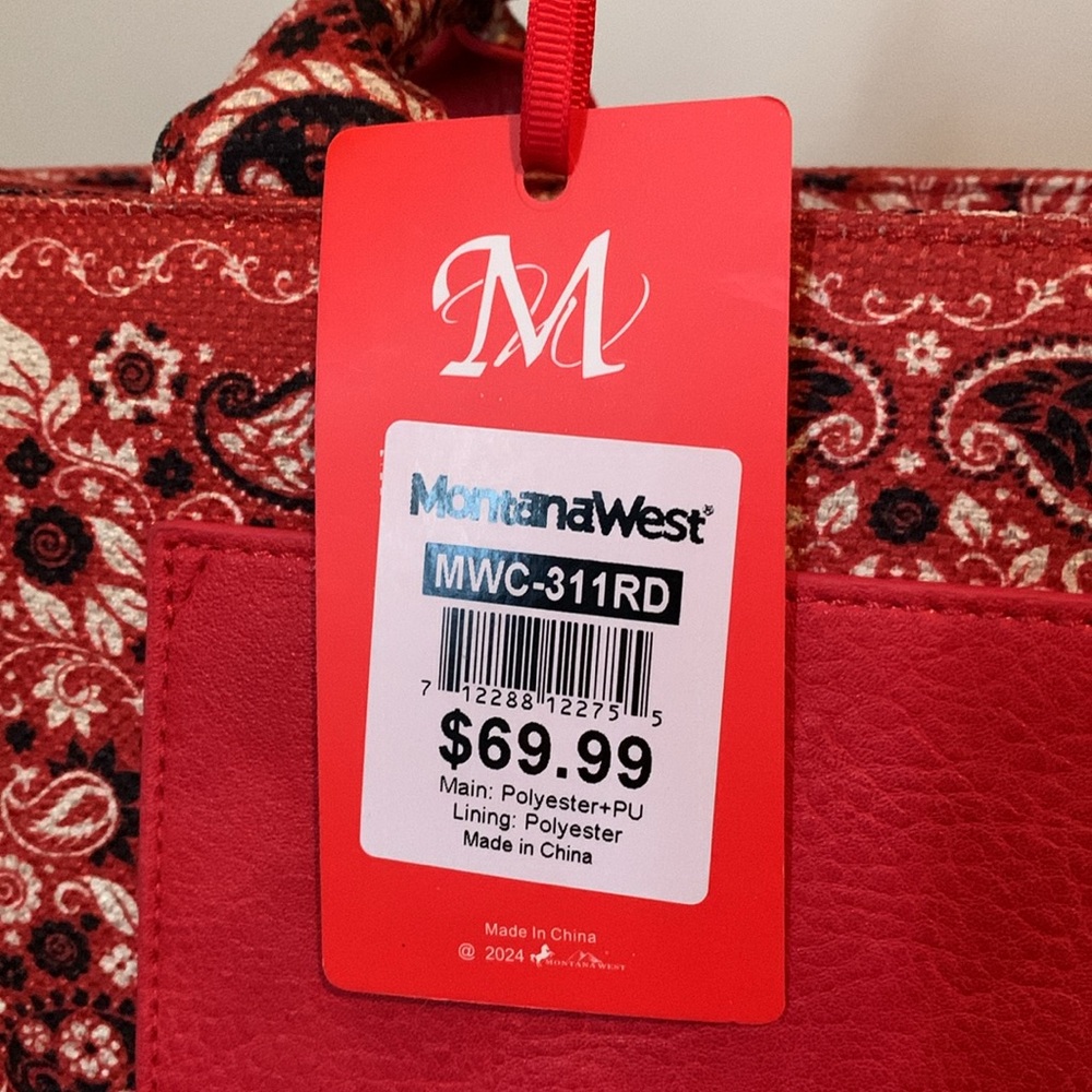 SEPT/OCT BUYERS GIVEAWAY Montana West Red Patterned Women's Bag NWT - Picture 3 of 7